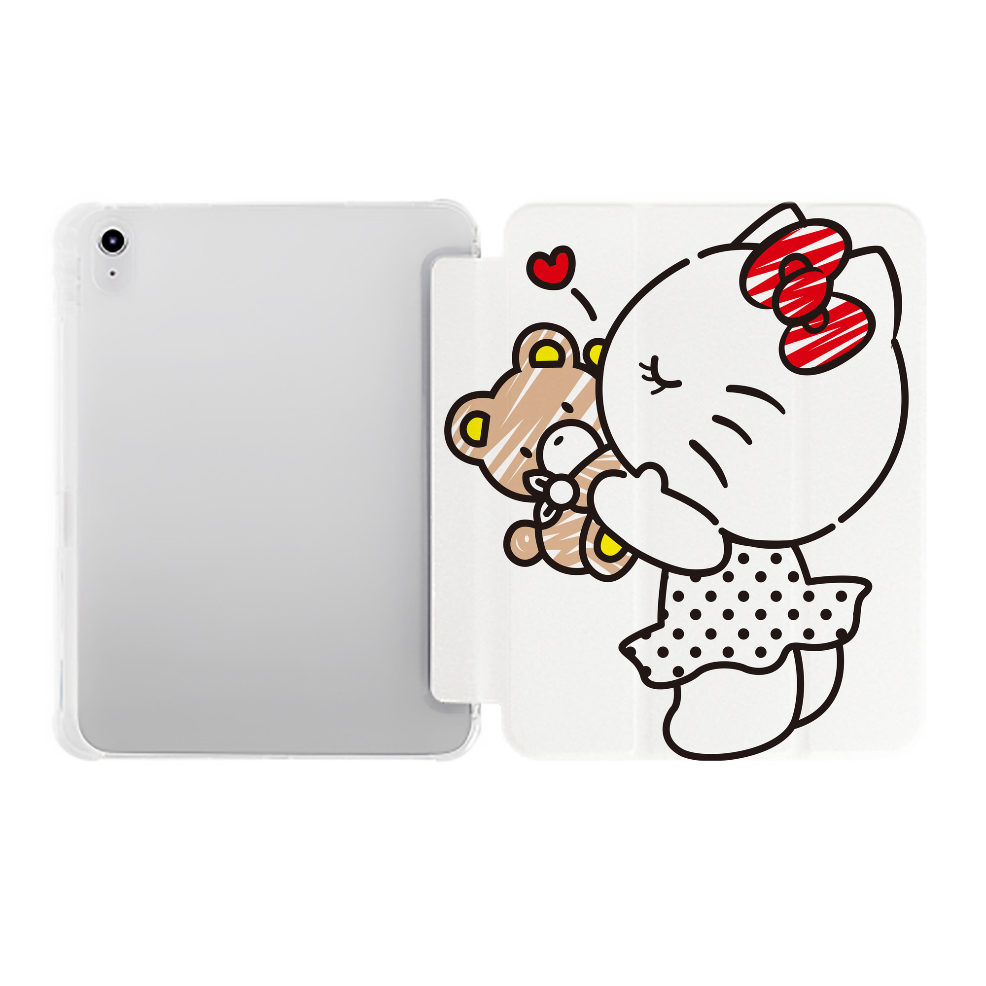 （画像用） Hello Kitty ハローキティ IPad ケース ペン収納付き 三つ折りスタンド PUレザー×シリコン 対応機種9.5/10.5/10.9インチ